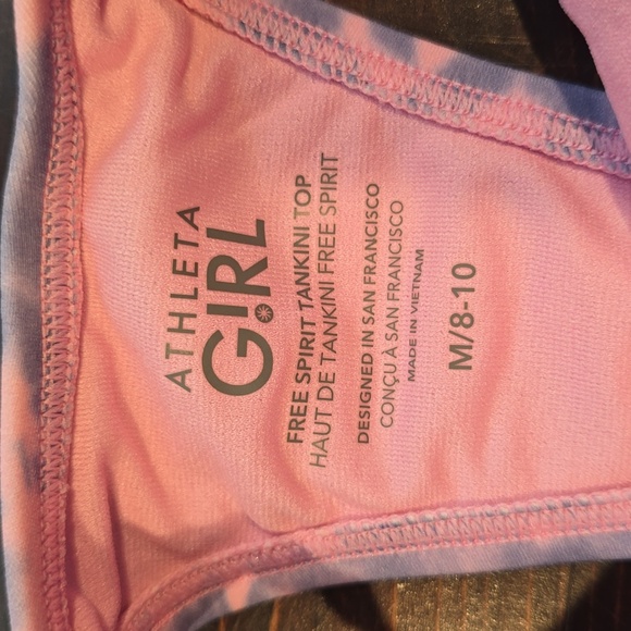 Athleta Pink and Blue Asymmetrical Fitted Tank Top - Picture 2 of 3